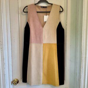 Zara suede patchwork dress XL New with tags! Super soft